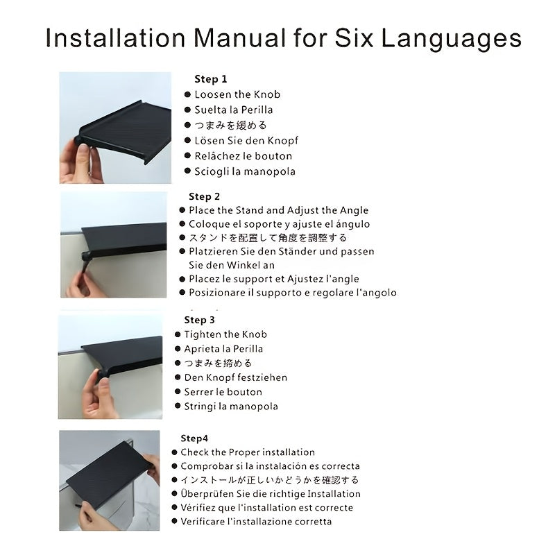 Adjustable Matte Black Carbon Fiber TV Screen Top Shelf for Media Boxes and Routers