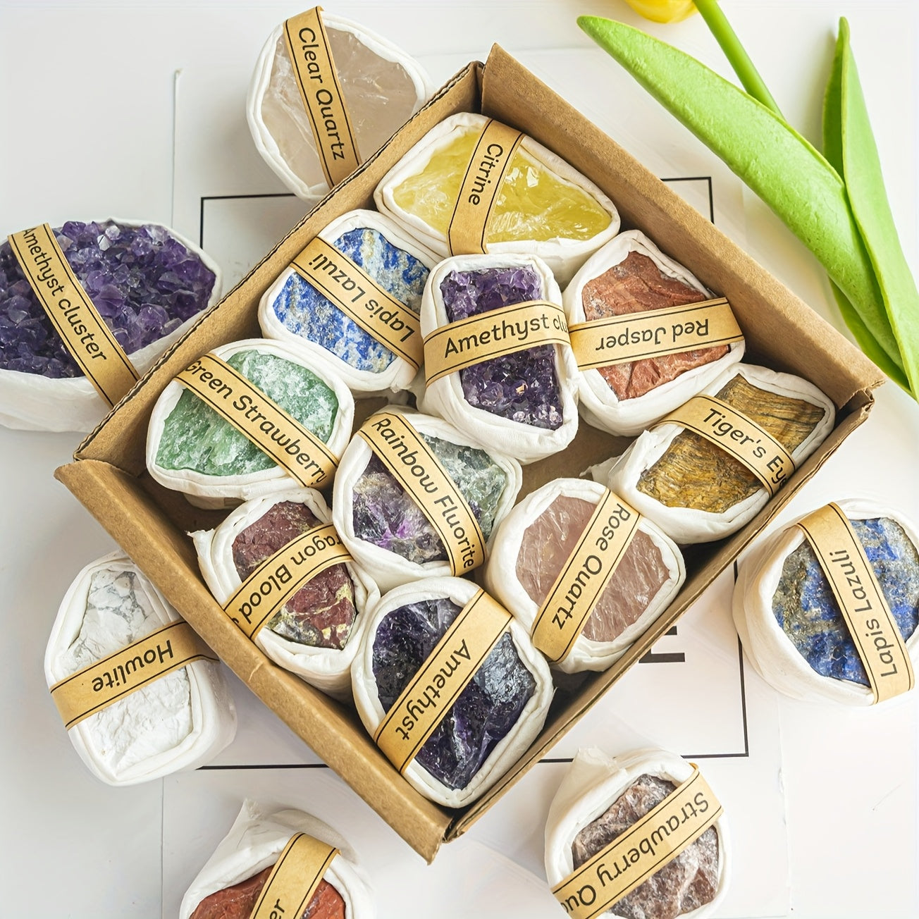 Kit de piedras preciosas de cristal natural para hacer joyería y decorar el hogar, varios tamaños