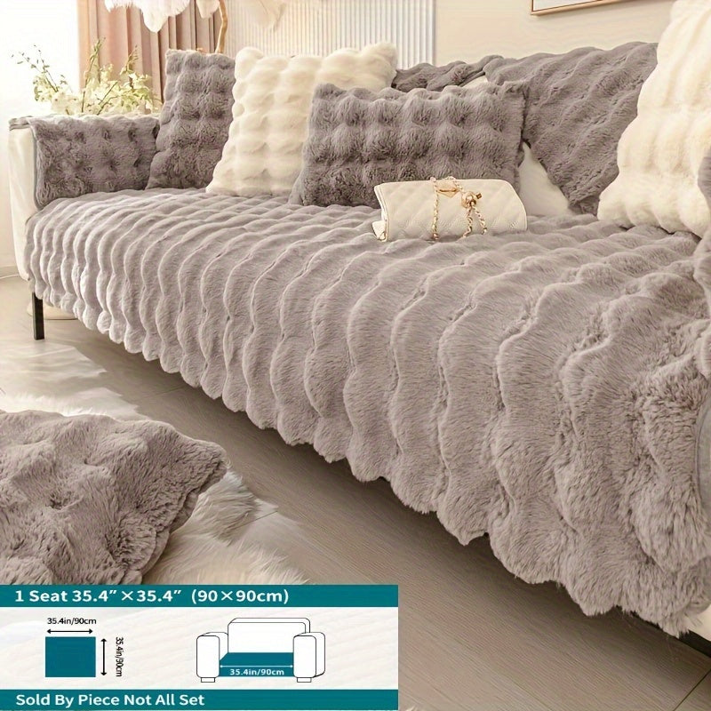 Winter Plush Sofa Cover Anti-Slip Dustproof Slipcover for Couch Living Room Bedroom