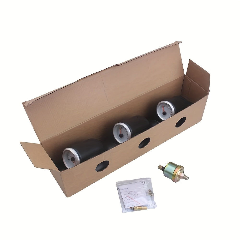 Universal 2 Inch 52mm Blue LED Triple Gauge Kit Tachometer Water Temp Oil Pressure Car Racing Instrument