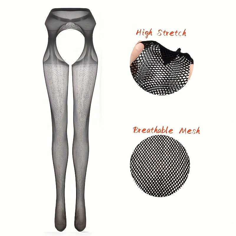 Women's Large Fishnet Pantyhose Set with Garter Belt and Suspender