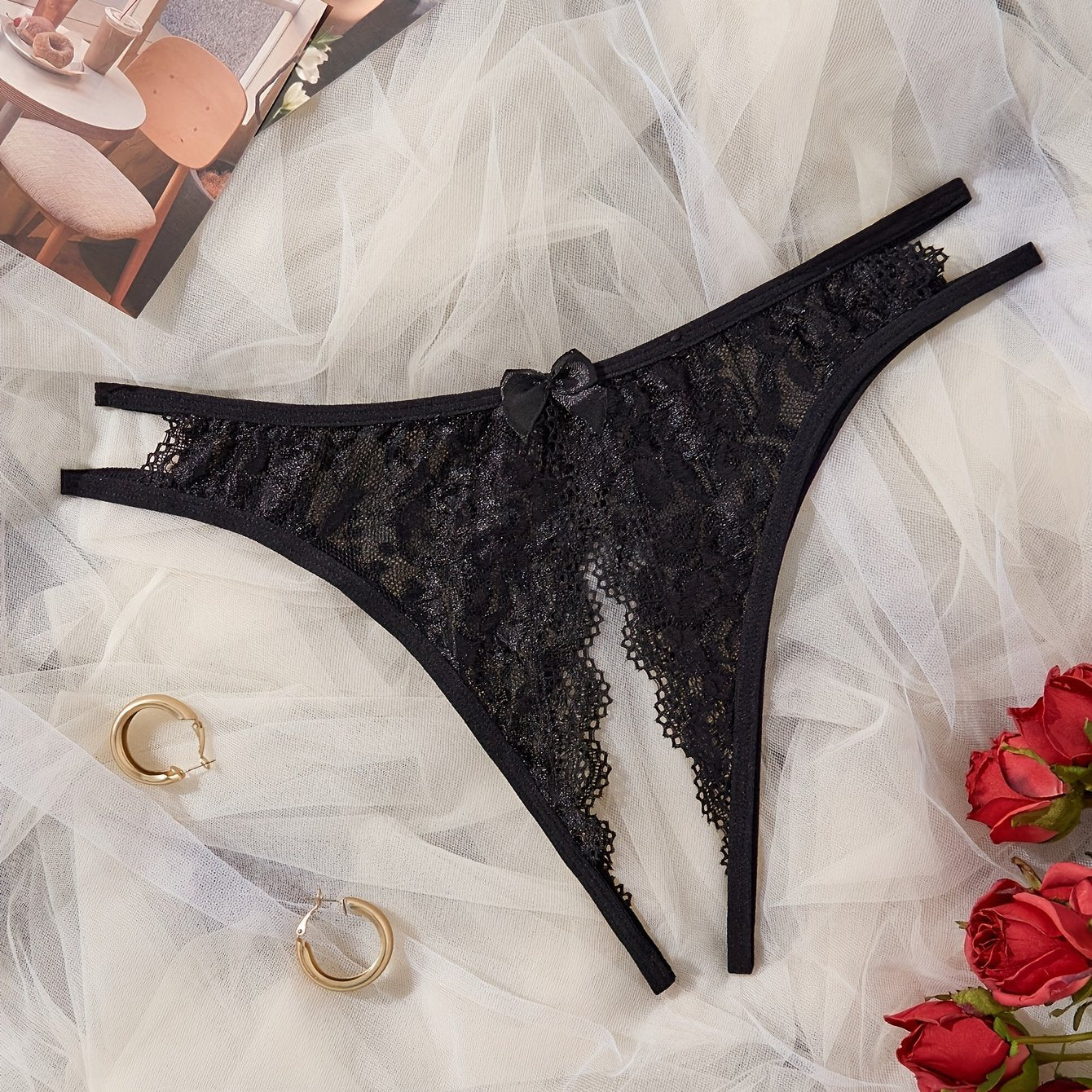 Women's Lace Seductive Lingerie Set with Adjustable Straps