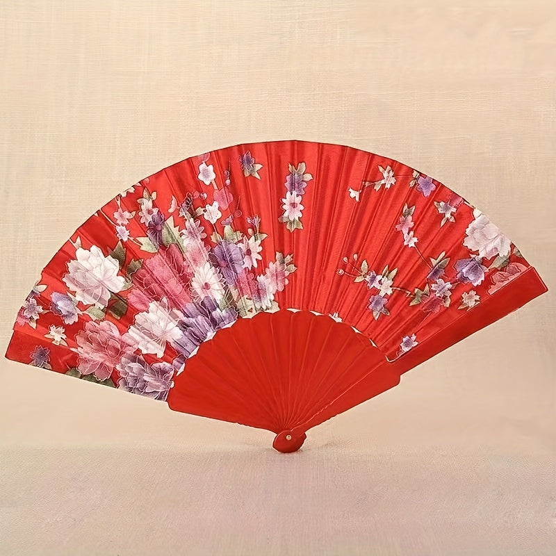 Silk Fabric Foldable Fan for Women Dancing Gifting Square Dancing Antique Fan
