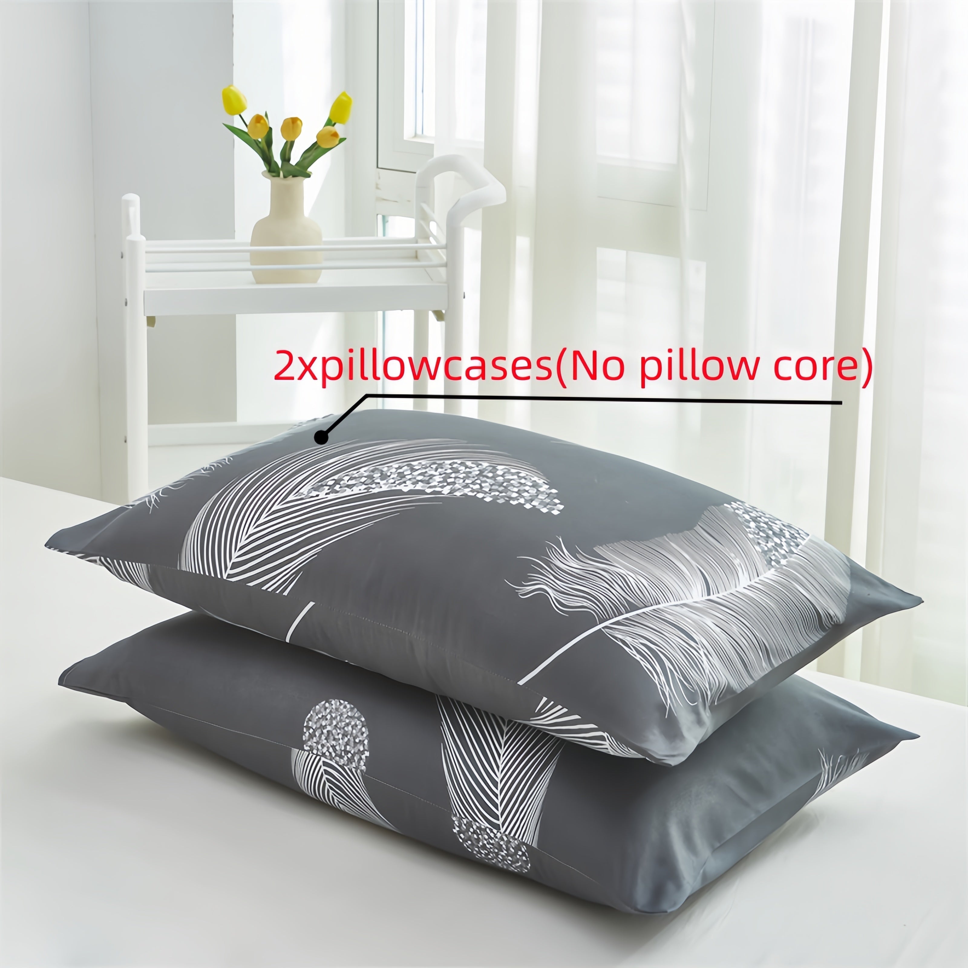 Funda de almohada de jacquard floral de poliéster de 2 unidades, impresión en pantalla plana, ropa de cama suave y de felpa