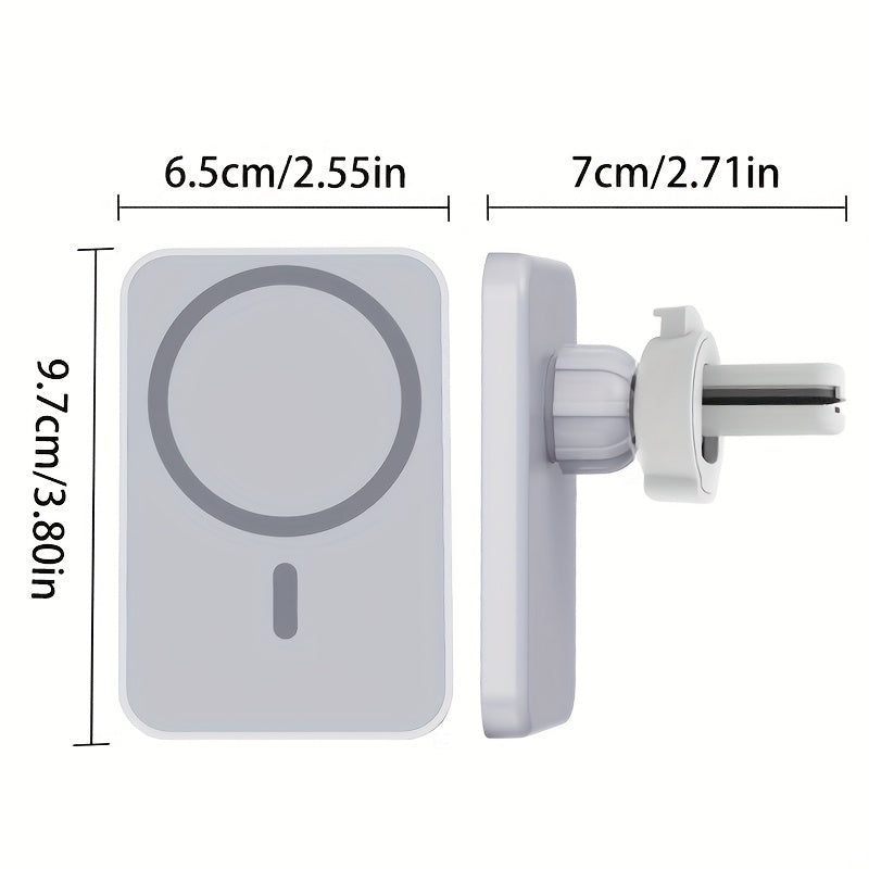 15W Wireless Car Charger with Air Vent Mount for iPhone 15/14/13/12 Mini Pro Max Magnetic USB-C Dashboard Phone Holder