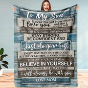 Personalized Blanket for Son Gift from Mom Birthdays Graduation Valentines Sentimental
