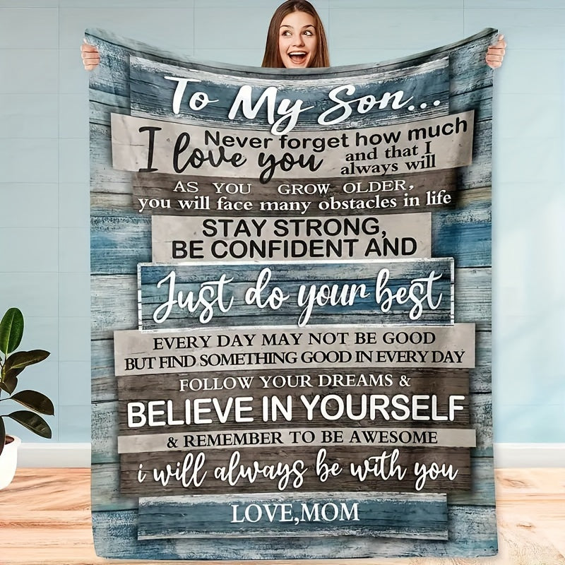 Personalized Blanket for Son Gift from Mom Birthdays Graduation Valentines Sentimental