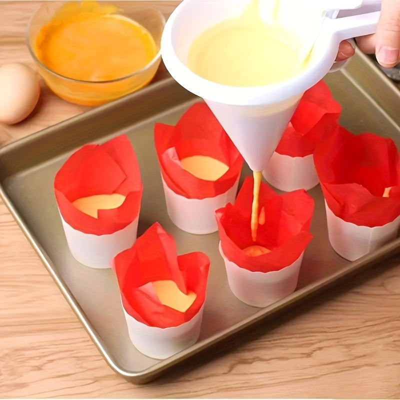 Frosting batter dispenser baking handheld cupcake tool with funnel separator measuring cup