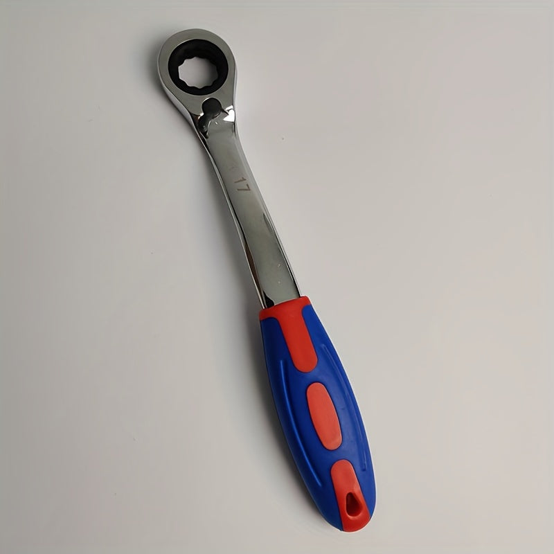 Унисекс пластиковый двухсторонний трещоточный ключ 8-19мм с изогнутой рукояткой