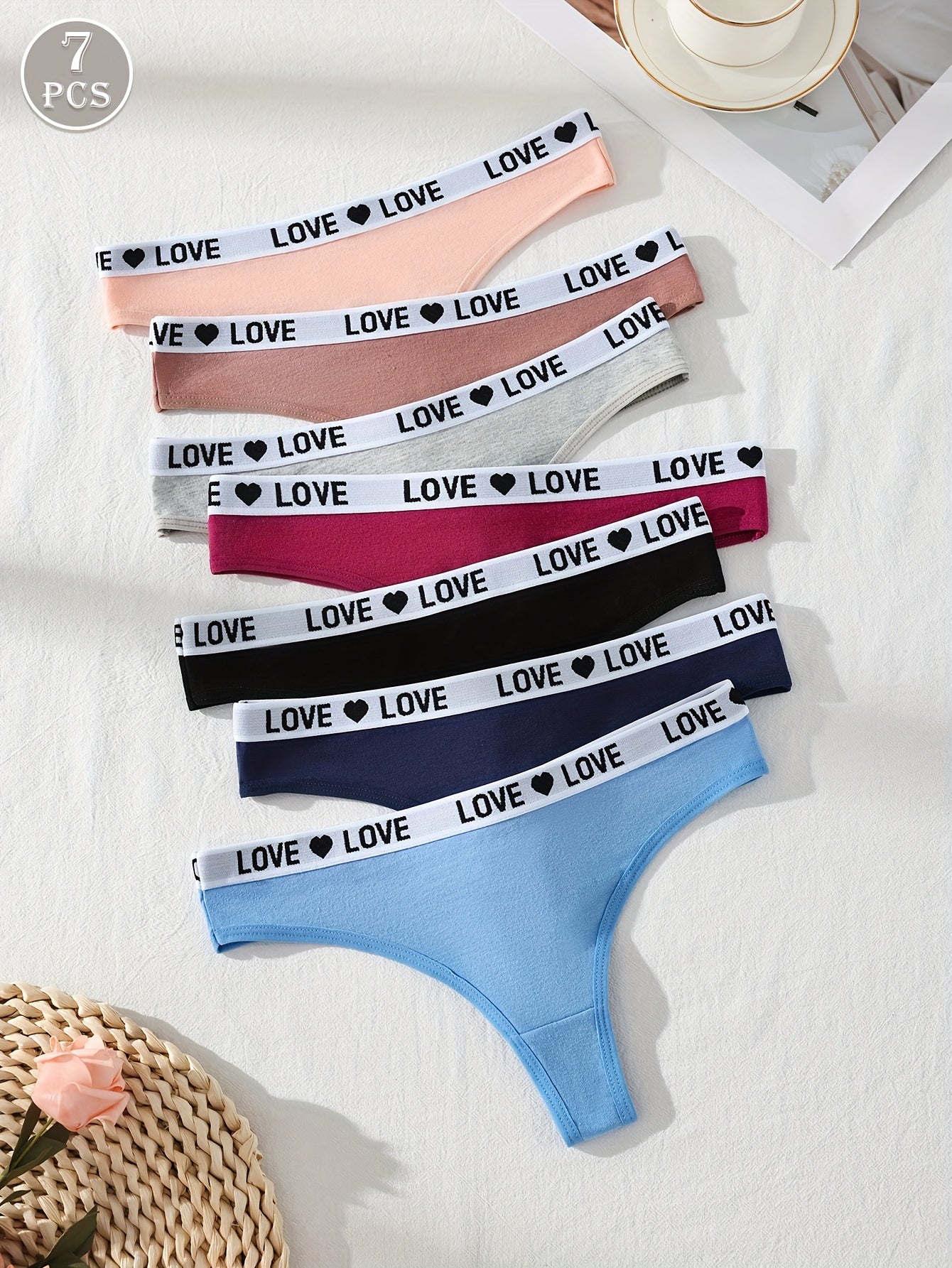 Ayollar uchun to'liq rangli trikotaj matodan tayyorlangan, past belga ega bo'lgan yetti sexy thong ichki kiyim, 95% elastan va 5% elastandan tayyorlangan, qulay moslik uchun.