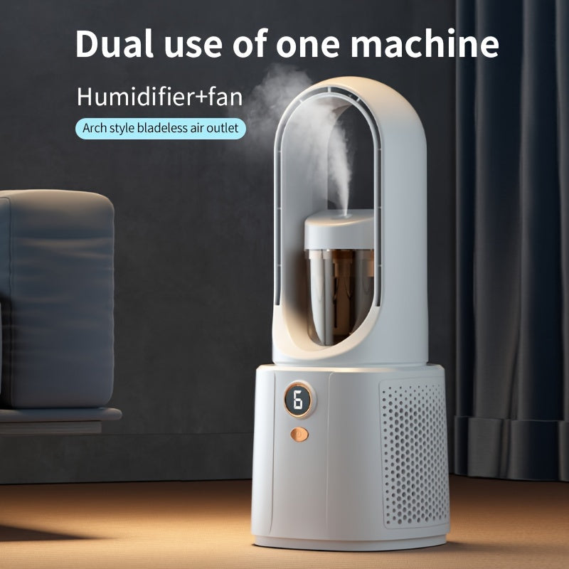 Rechargeable Portable Bladeless Desktop Fan with Mist Humidifier 2200mAh Battery