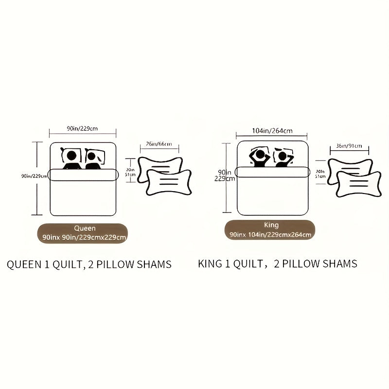 3-Piece Brushed Bedspread Set in Black Grey White Stripes with Pillowcases for Bedroom and Guest Room