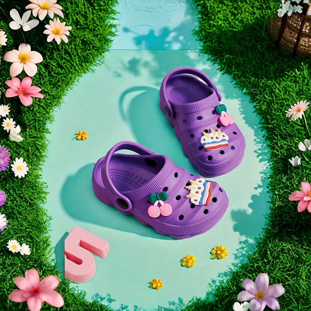 Qizlar uchun chiroyli multfilm charm kloplar, ichki va tashqi foydalanish uchun nafas oladigan va tez quriydigan, sirpanishga qarshi taglik bilan.