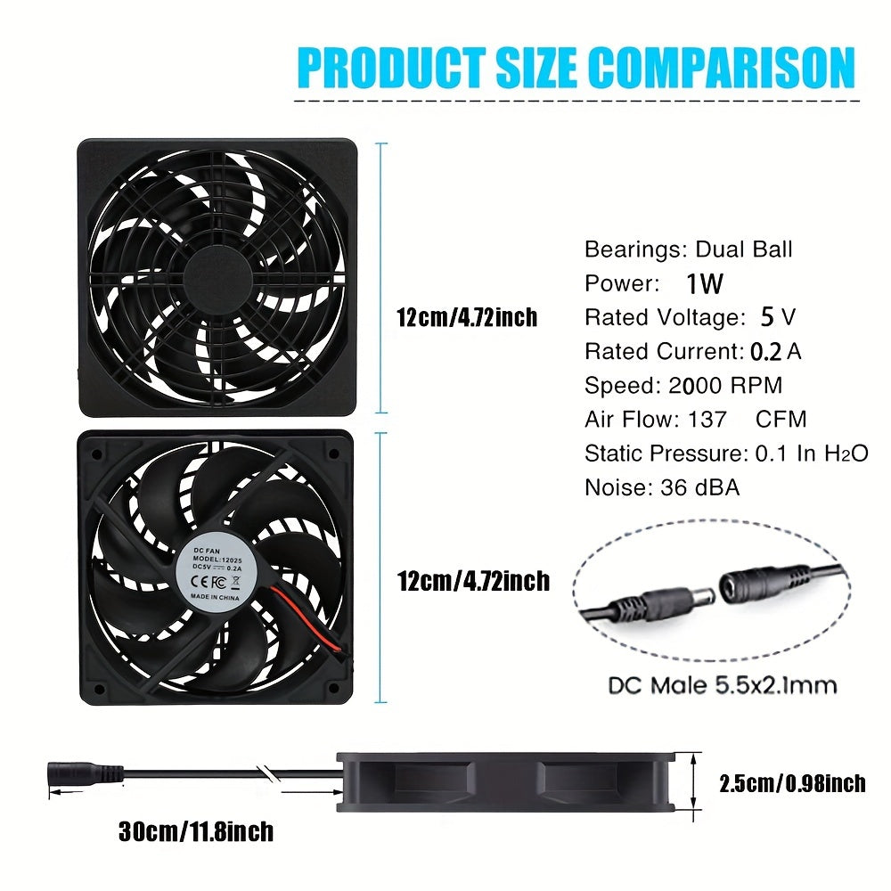 Комплект из 3 вентиляторов для компьютеров 120 мм для охлаждения шкафов, серверов и рабочих станций
