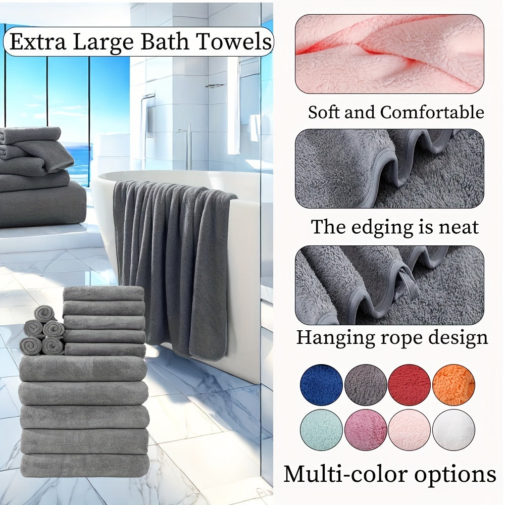 15-Piece Microfiber Towel Set for Home and Hotel Shower in Multiple Colors