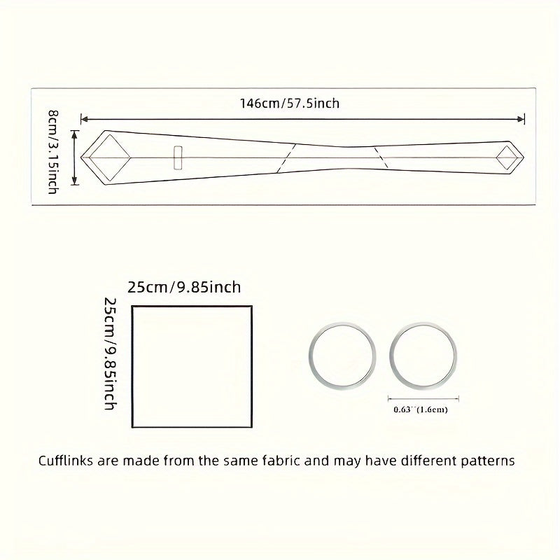 Men's Classic Striped Necktie Set with Cufflinks for Business Parties