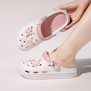 Women's Floral Embellished EVA Slip-On Clogs Breathable Non-Slip Sandals