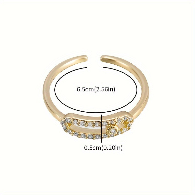Hollow Open Ring Synthetic Cubic Zirconia Copper Elegant Wedding Engagement Jewelry
