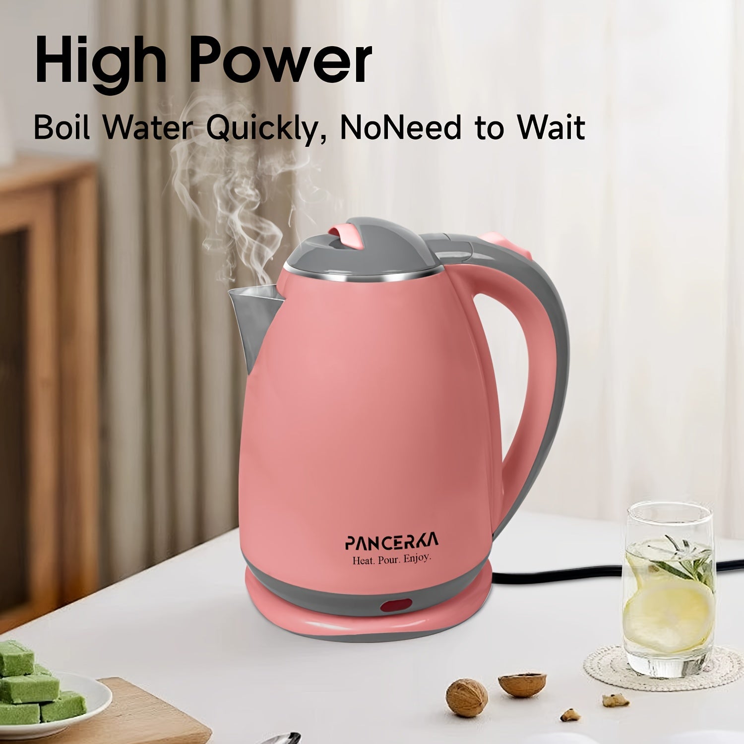 Electric Kettle 1.8L 1500W Stainless Steel Auto Shut Off Boiling Water Heater