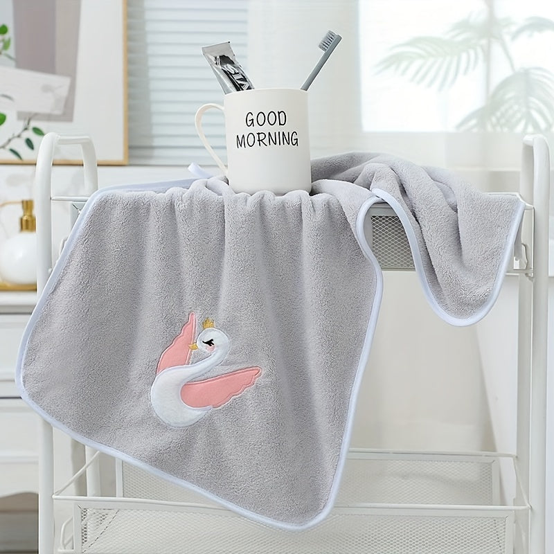 Toalla de baño de dibujos animados de cisne para niños 75x35cm suave, absorbente y de secado rápido