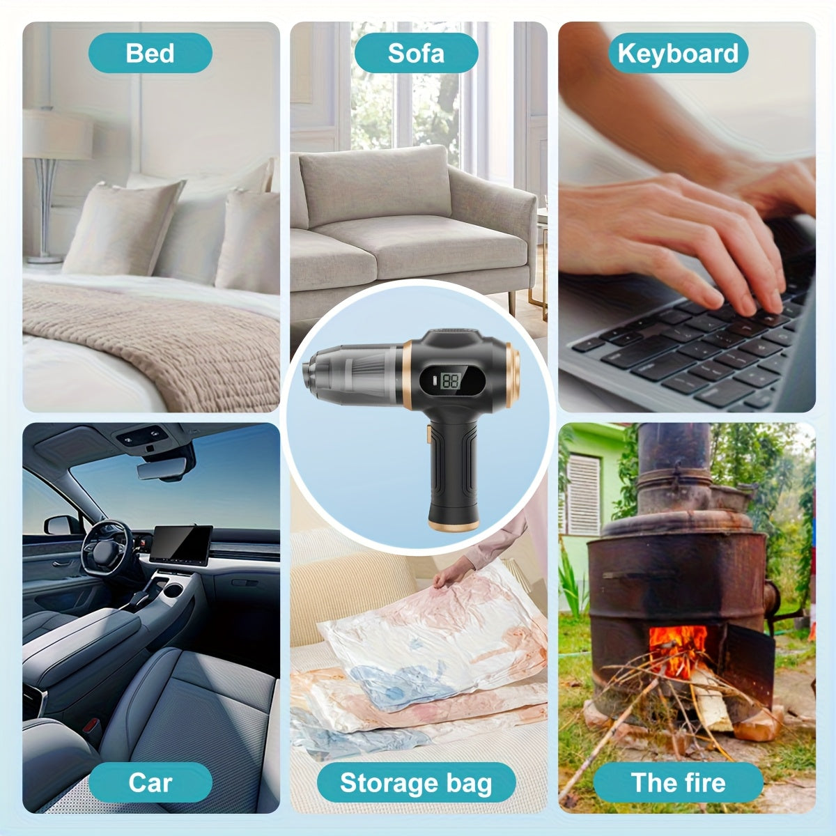 Portable Handheld Vacuum Cleaner USB Rechargeable with Crevice Tools