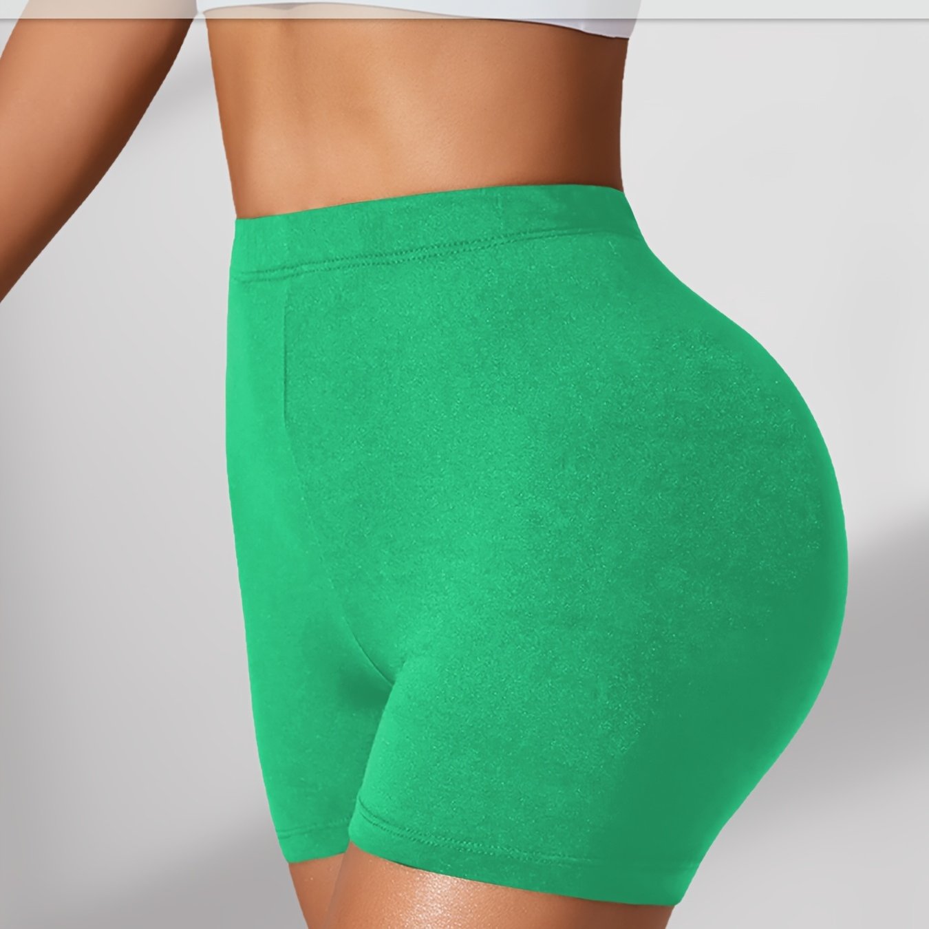 Plus Size Women's High-Waisted Tummy Control Biker Shorts Yoga Workout Short