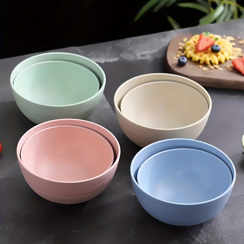 4-Pack Plastic Bowls Set Drop-Proof Non-Stick Food Storage Dishes