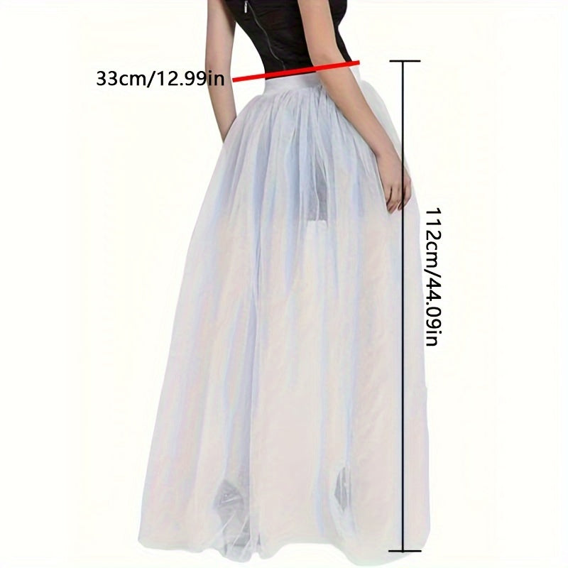 Women's Bridal Tutu Skirt with 4 Layers of Polyester Tulle Elastic Waist Overlay