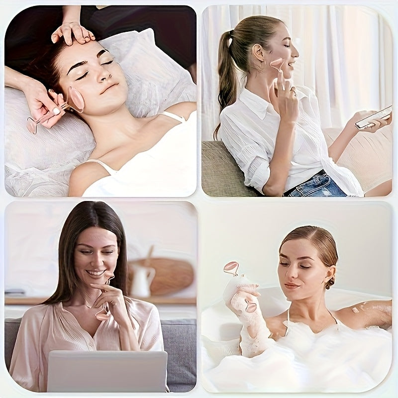 Qizil rezina qirqish massaj asbobi va yuz rolik to'plami, zaryadlash yoki batareyalarga ehtiyoj sezmasdan qo'lda dam olish uchun. Tanaga va ongga dam olish uchun mukammal sovg'a.