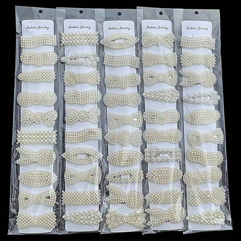 Sun'iy marjon soch kliplar to'plami, 12 yoki 24 ta, ayollar uchun nafis oq soch aksessuarlari