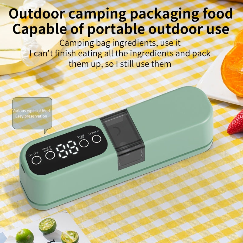 Портативный USB перезаряжаемый вакуумный запайщик с цифровым дисплеем для сохранения продуктов