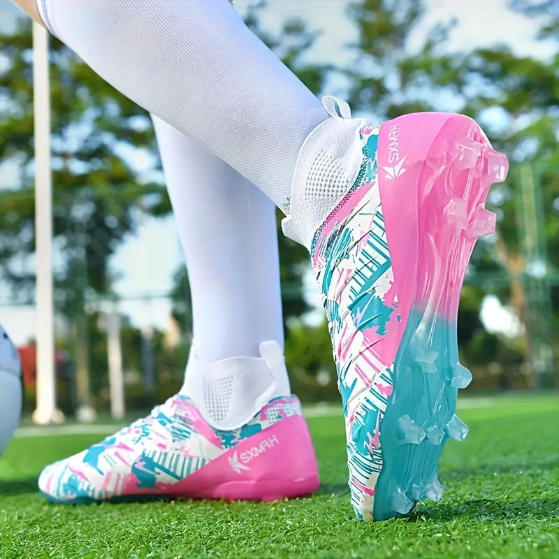 Men's Football Boots Solid Pattern Lace-Up PU Upper TPU Sole All-Season Athletic Outdoor