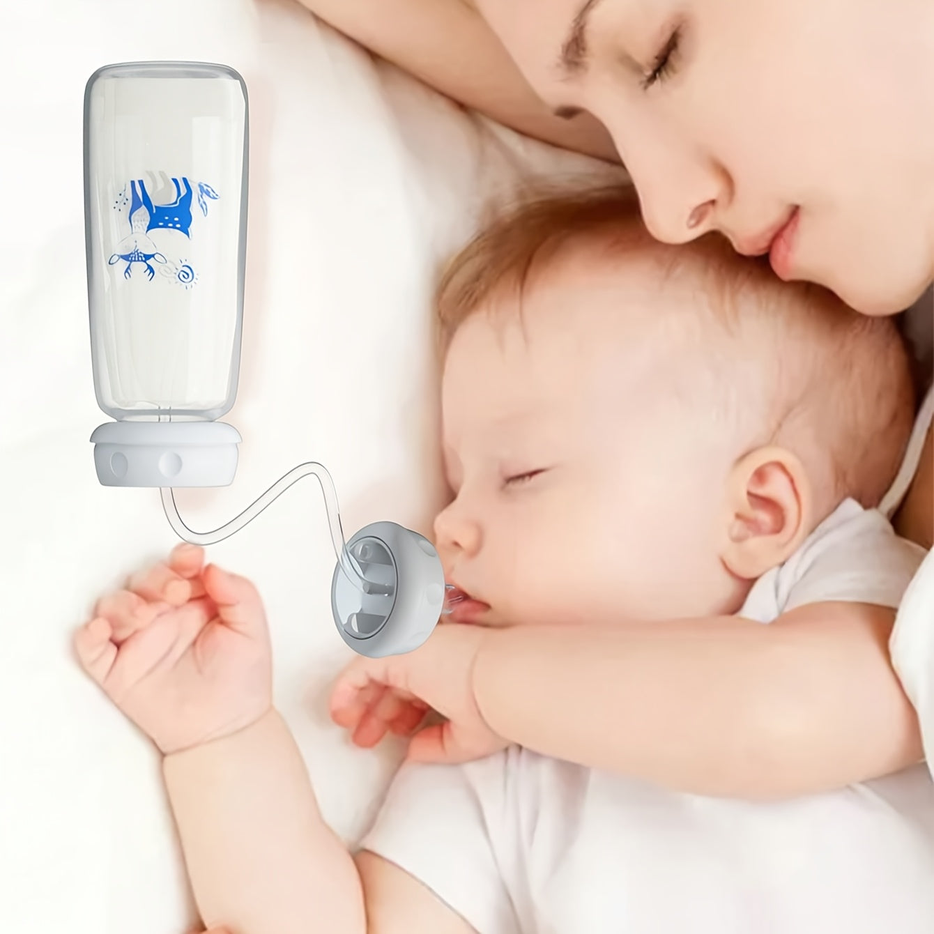 8oz Baby Bottle with Straw Brush, Polypropylene, Standard Caliber, Blue and Pink