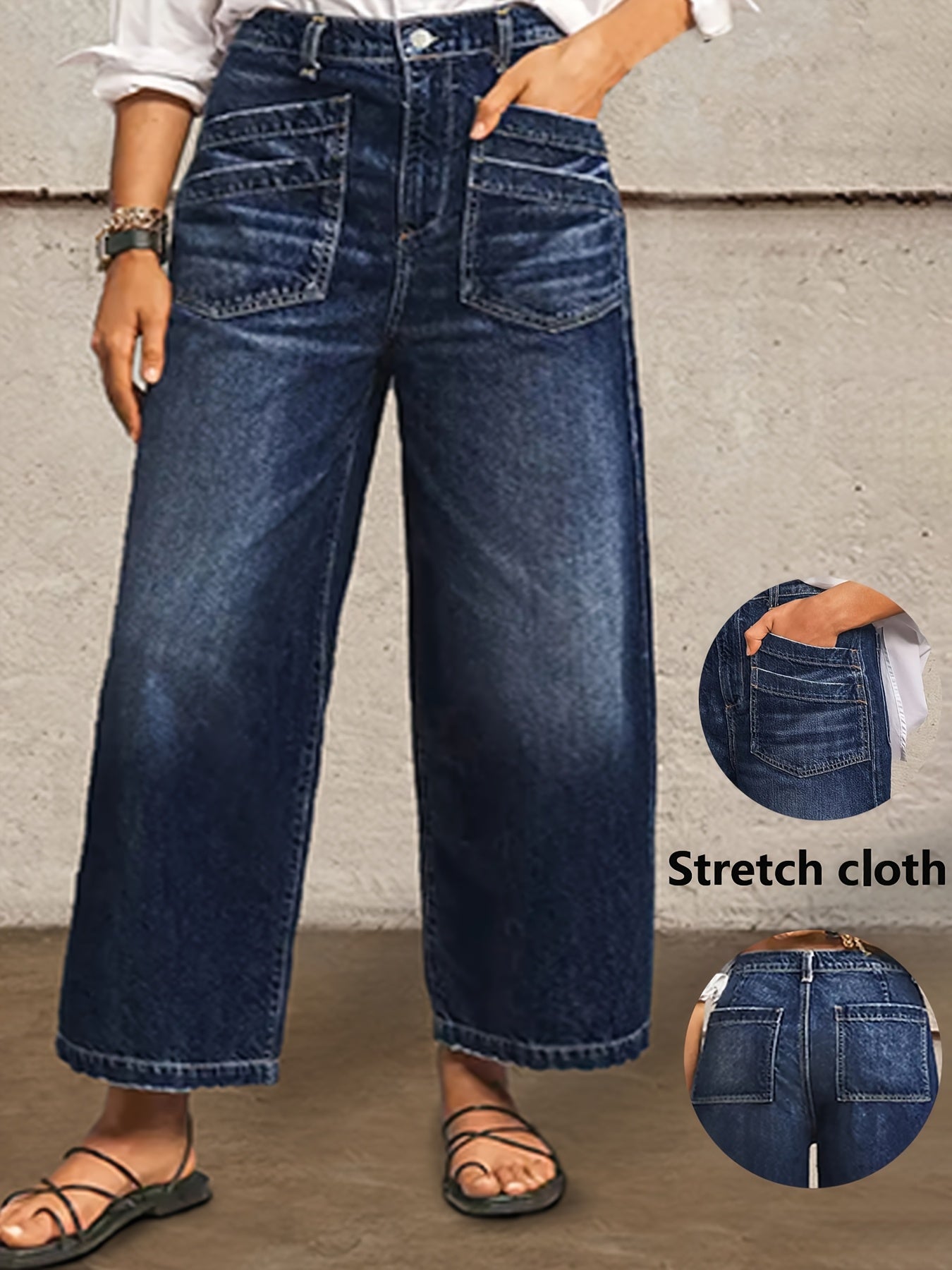 Women Wide Leg Denim Pants Casual Comfortable Blue Summer All Year