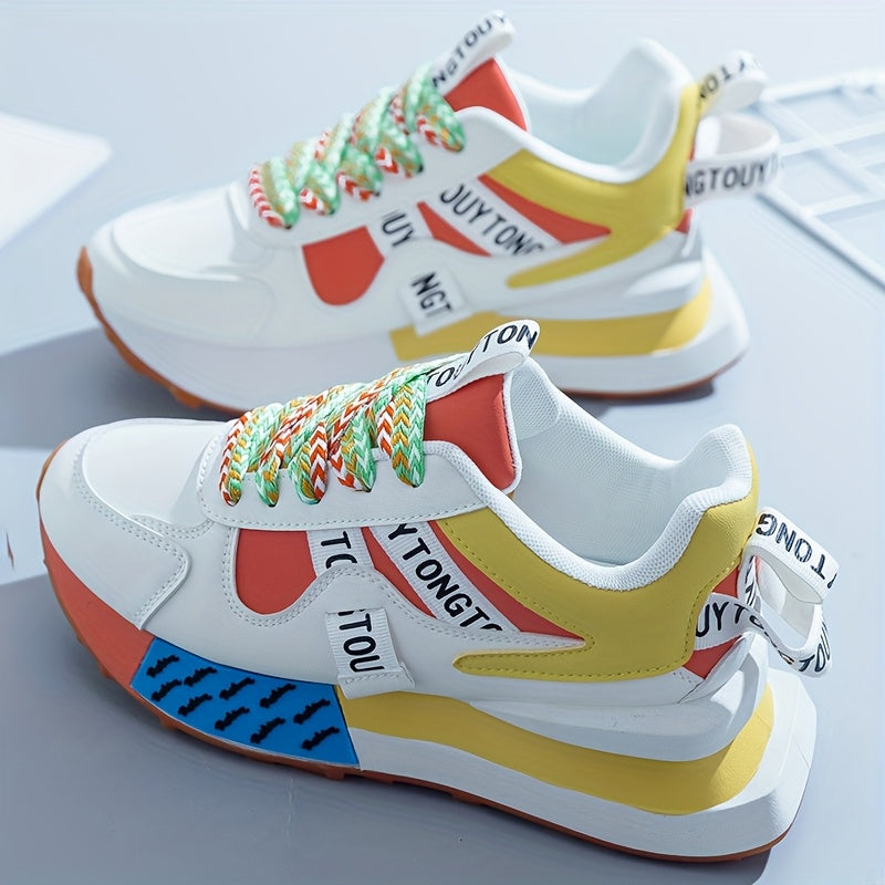 Women's Fashion Sneakers Low Top Lace-Up PU Upper Fabric Lining PVC Sole All-Season