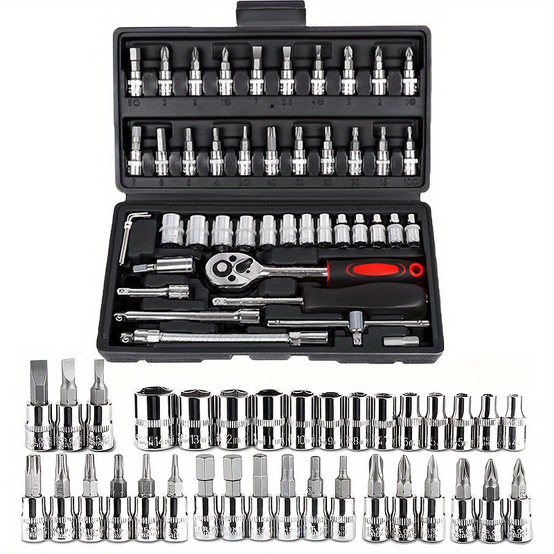 Auto Mechanic Tool Kit Premium Ratchet and Screwdriver Set for Cars Bikes