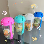 Salad Container 1000ml Portable Fruit Vegetable Milk Cup with Shaker Lid