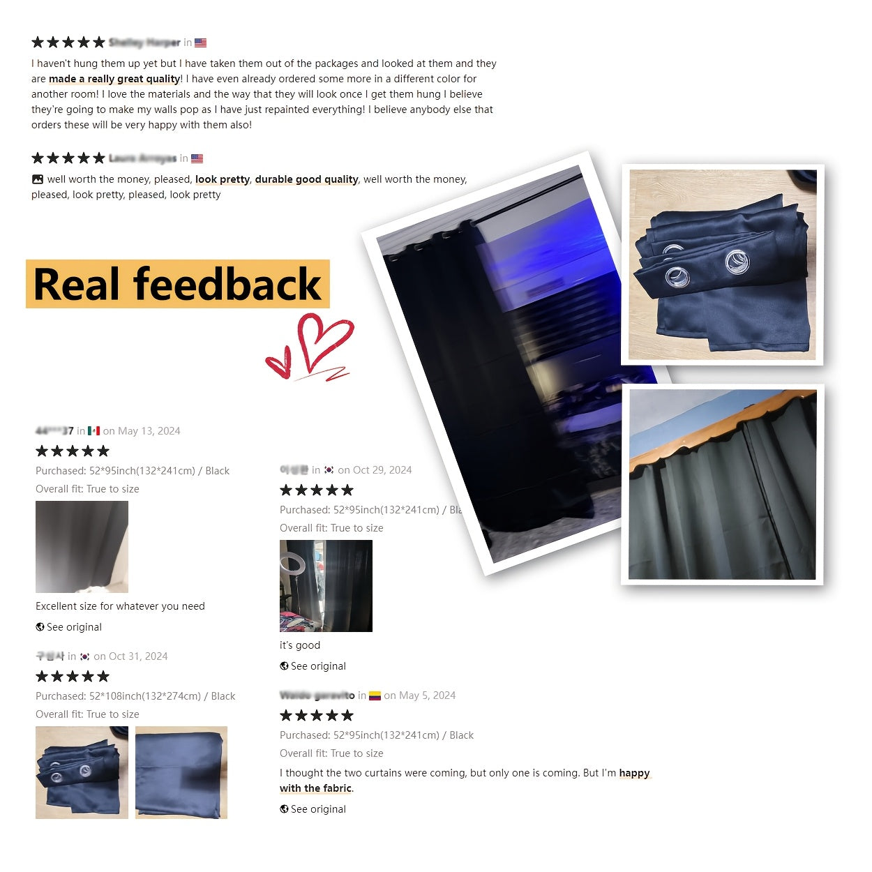 Blackout Curtain Thick Grommet Top Energy-Efficient Light-Blocking Polyester for Living Room Bedroom Balcony