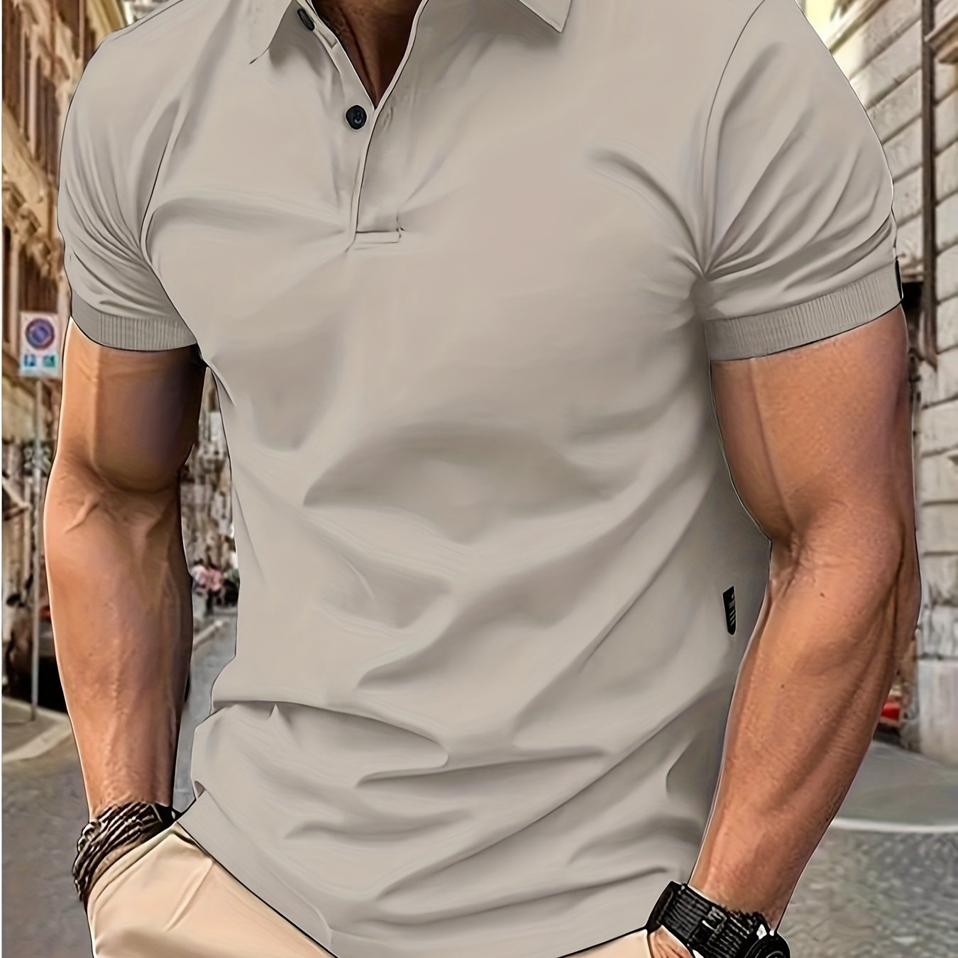 Men's Short Sleeve Solid Color Golf T-Shirt Summer Casual Business Leisure Polyester