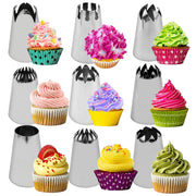 Set of 9 Stainless Steel Piping Tips for Cake Cookies and Macarons