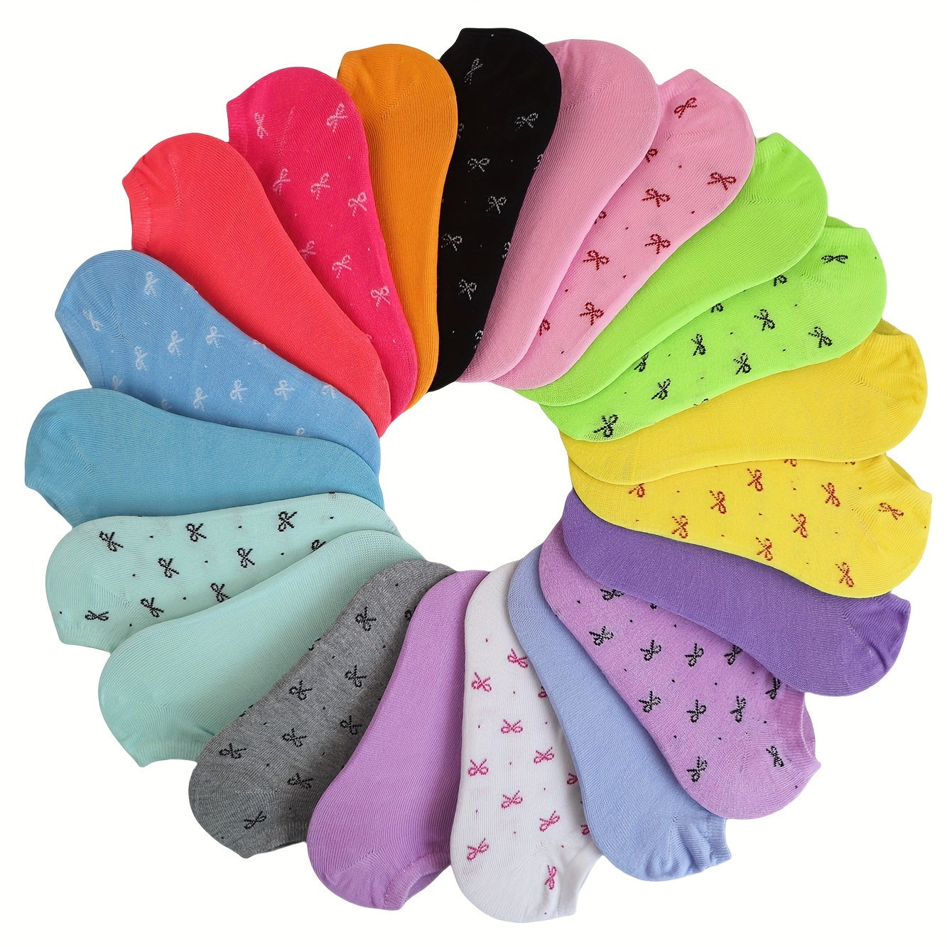 Women’s Ankle Socks 20 Pairs Lightweight Breathable Cotton-Polyester Geometric