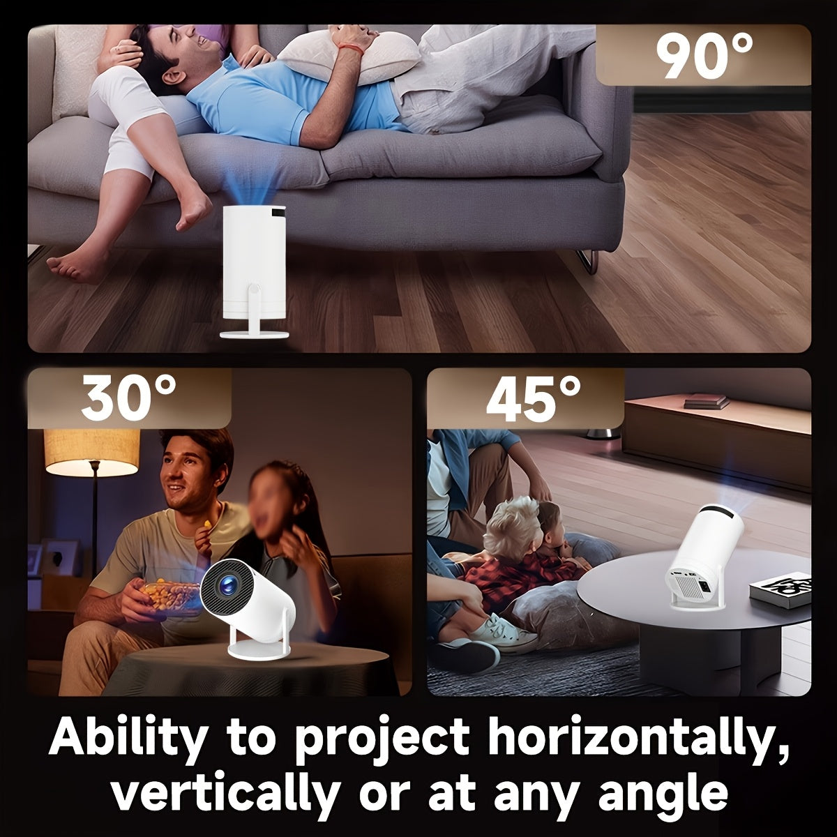 Portable HD Projector with Built-in Android 12, 720p LCD, Remote