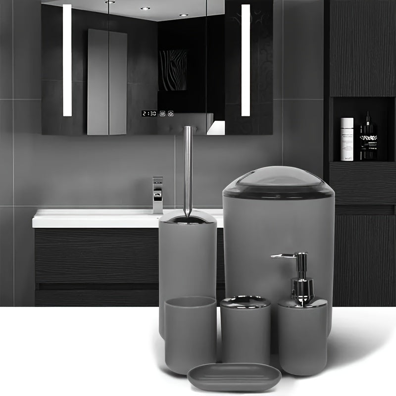 6-Piece Bathroom Accessories Set Grey for Countertop Decor and Gifts