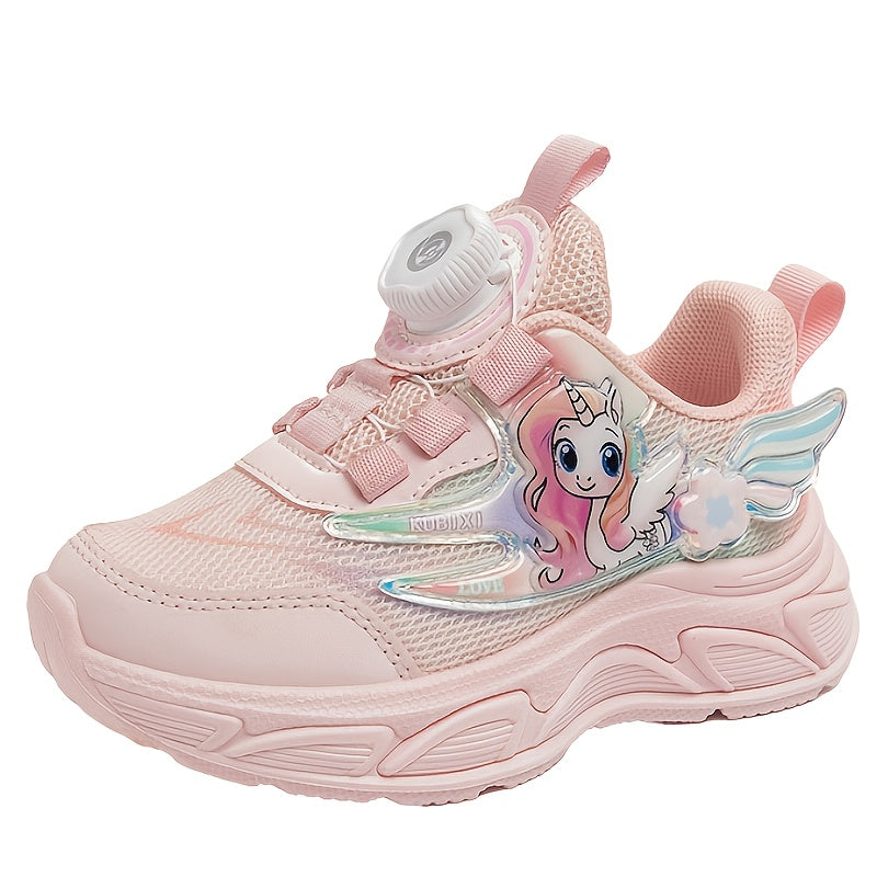 Pink Unicorn Cartoon Sneakers for Girls All-Season Cushioned Non-Slip Sole