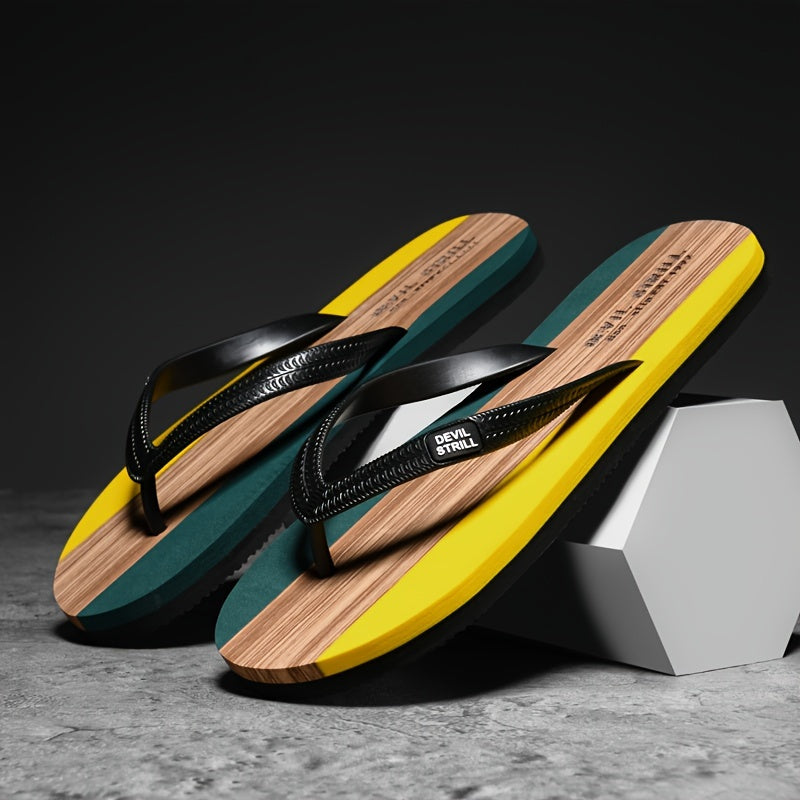 Men's Casual Outdoor Slippers with Rubber Sole Anti-Slip Odorless Sweat-Absorbing EVA Beach Shoes