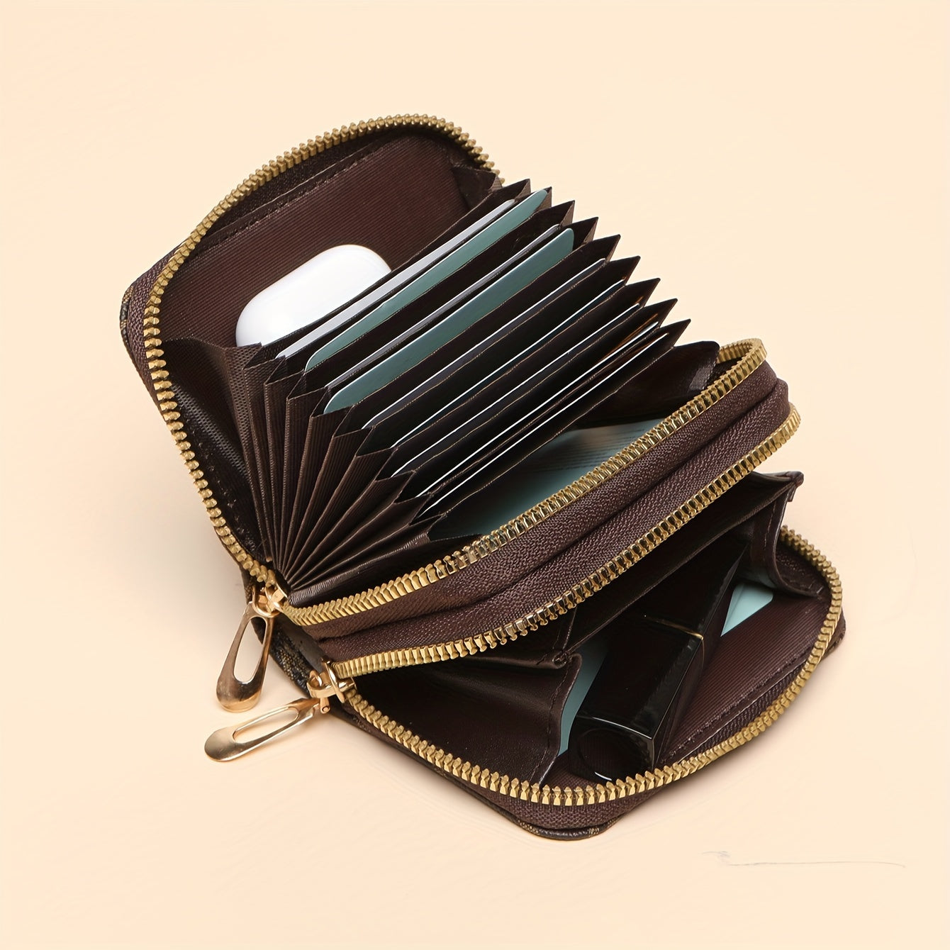 Mini Women's PU Handbag with Double Zippers Card Slot Coin Purse Black Beige Pink Dark Brown