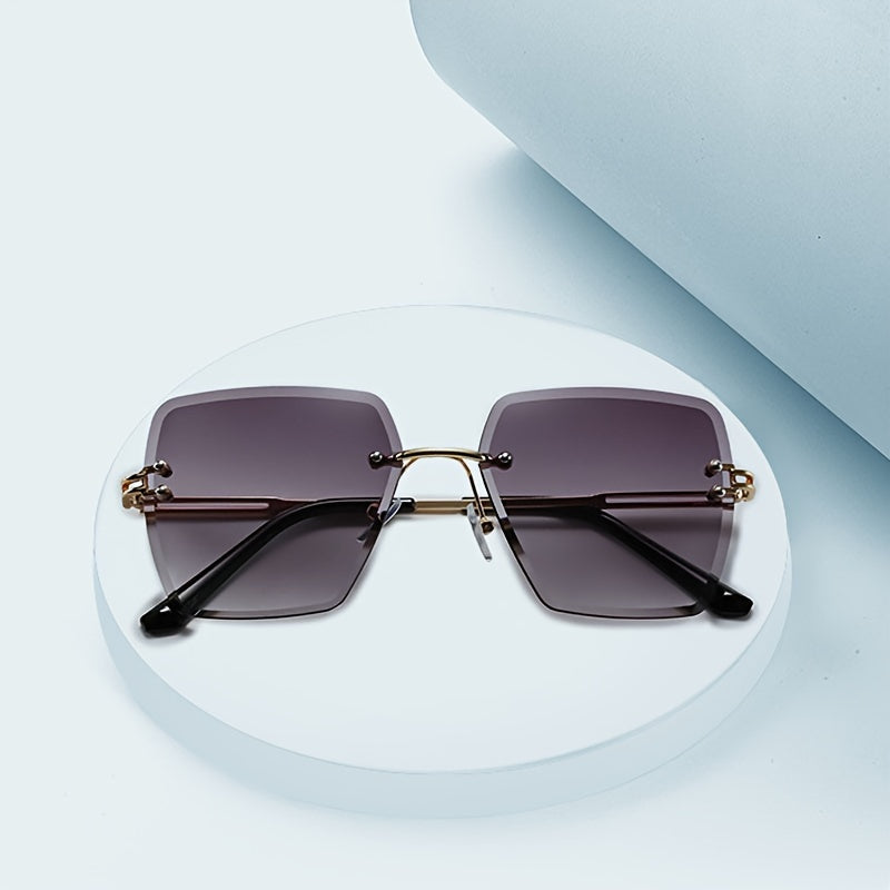 Square Rimless Sunglasses Women Gradient Lenses Casual Beach Party