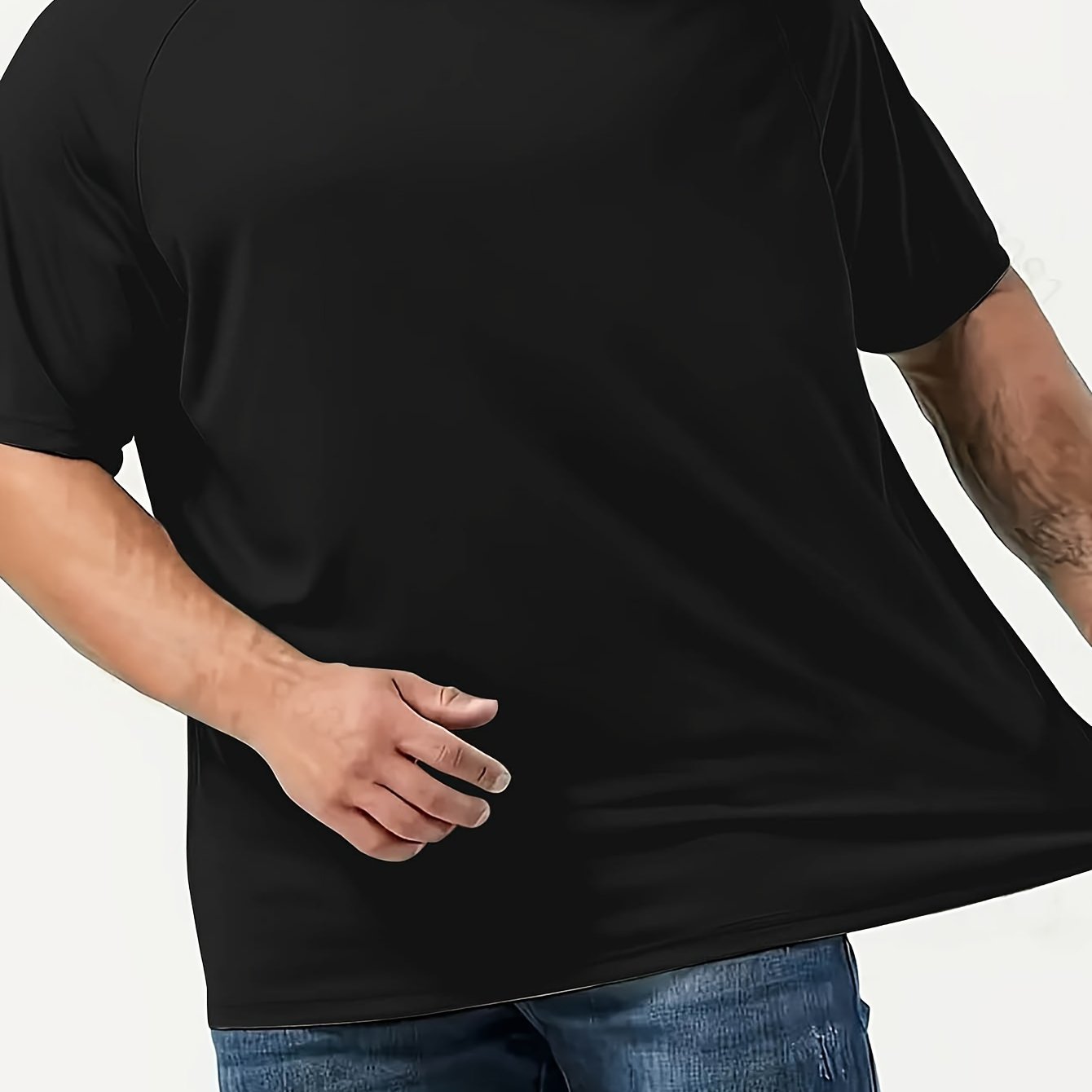 Plus Size Men's Athletic T-Shirt Short Sleeve Polyester Solid Casual Sports Leisure