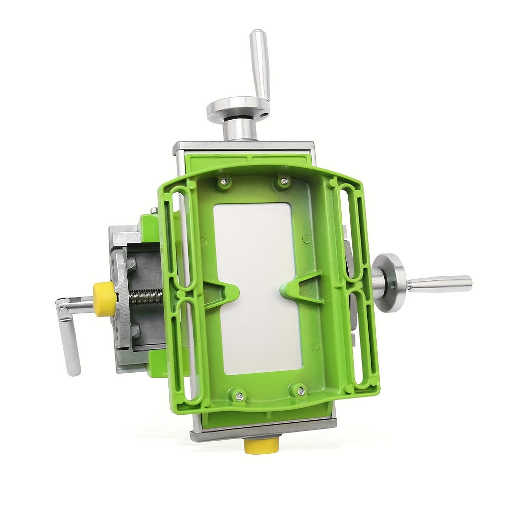 Aluminum Alloy Bench Vise with Swivel Base and Worktable for Milling and Drilling