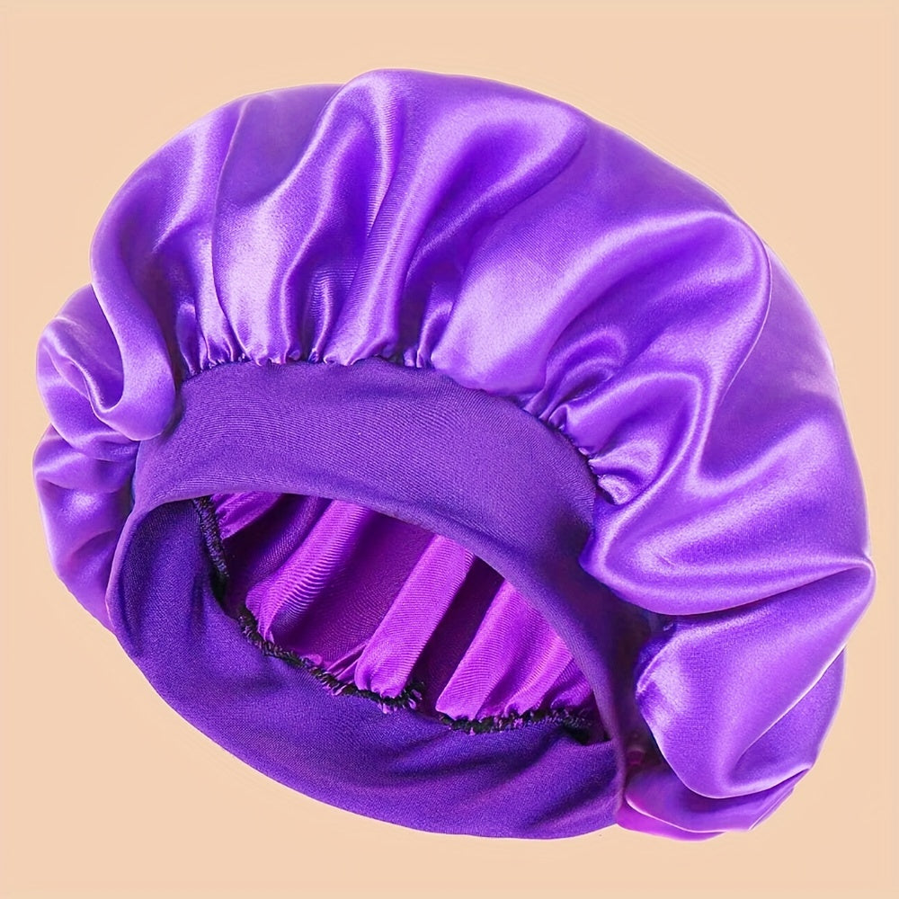 Women's Satin Sleep Cap with Wide Brim for Shower and Bed Use